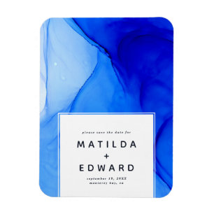 moderne elegante blaue und weiße Hochzeit Magnet