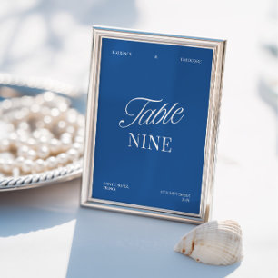 Moderne elegante blaue und weiße Hochzeitstisch-Nu Einladung
