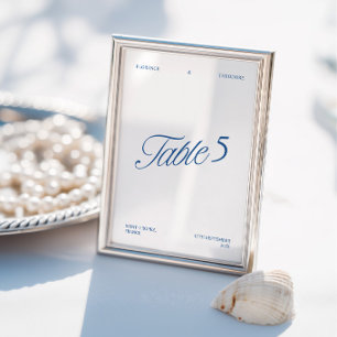Moderne elegante blaue und weiße Hochzeitstischnum Einladung