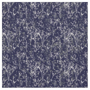 Moderne, elegante blaue Wildblumen auf Navy Blue Stoff
