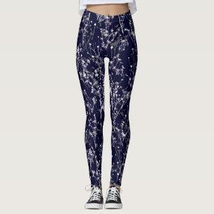 Moderne elegante blaue Wildblumen Leggings