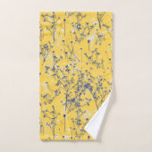 Moderne, elegante blaue Wildblumen Mustard Yellow Badhandtuch Set (Handtuch)