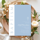 Moderne elegante Blauer Kreuz Taufe Einladung