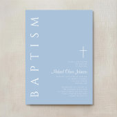 Moderne elegante Blauer Kreuz Taufe Einladung