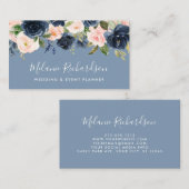 Moderne Elegante Blauer Rosa Blütenblume Visitenkarte (Vorne/Hinten)