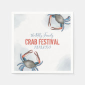Moderne Elegante Blue Crab Minimalistische Wasserf Serviette (Vorderseite)