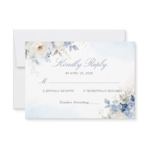 Moderne elegante Blue Floral Wedding RSVP Card