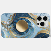 Moderne Elegante Blue Gold Marmor Case-Mate iPhone Hülle (Rückseite (Horizontal))
