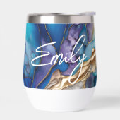 Moderne Elegante Blue Gold Marmor Personalisiert N (Links)