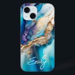 Moderne Elegante Blue Gold Marmor Personalisiert N Case-Mate iPhone Hülle<br><div class="desc">Modernes Elegant Blue Gold Marble Personalisiert Name iPhone 15 Hüllen bietet Ihren personalisierten Namen in einer eleganten Kalligraphie Schrift Typografie auf einem modernen blauen und goldenen Marmorhintergrund. Perfektes Geschenk für sie zum Geburtstag,  Mutter zum Muttertag,  Schwester oder Bestie für Weihnachten und Feiertage. Entworfen von ©Evco Studio www.zazzle.com/store/evcostudio</div>