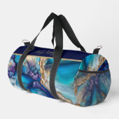 Moderne Elegante Blue Gold Marmor Personalisiert N Duffle Bag (Rechte Ecke)