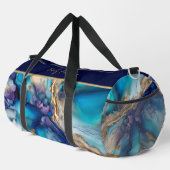 Moderne Elegante Blue Gold Marmor Personalisiert N Duffle Bag (Rechte Ecke)