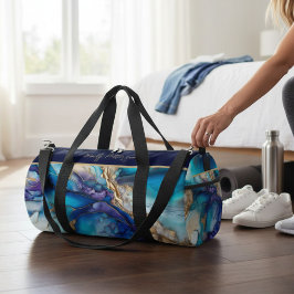 Moderne Elegante Blue Gold Marmor Personalisiert N Duffle Bag