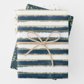 Moderne Elegante Blue Gold Weihnachten Geschenkpapier Set (Beispiel)