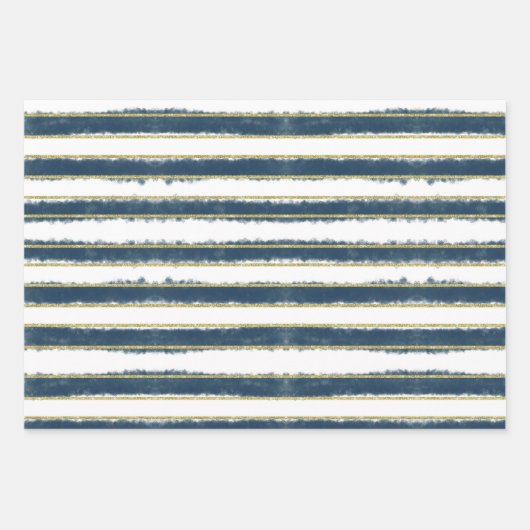 Moderne Elegante Blue Gold Weihnachten Geschenkpapier Set (Vorderseite)