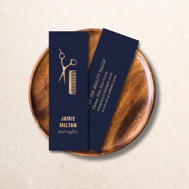 Moderne Elegante Blue Imitate Gold Schere Comb Mini Visitenkarte