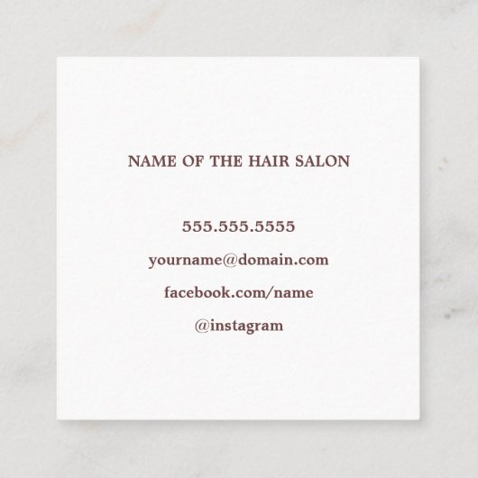 Moderne Elegante Blue Rose Gold Haare Stylist Quadratische Visitenkarte (Rückseite)