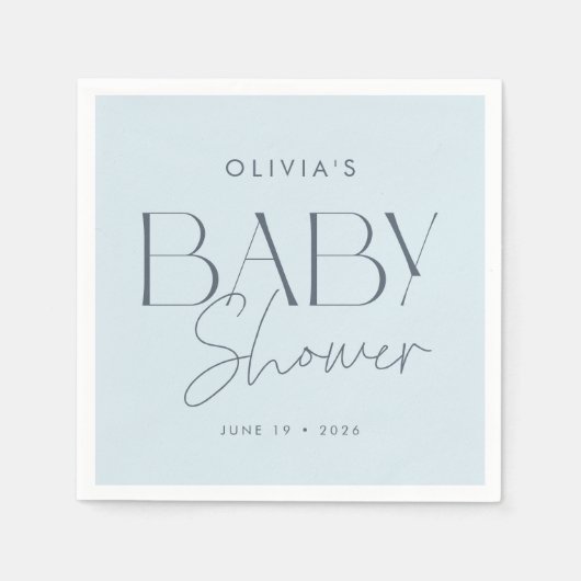 Moderne elegante Blue Script Baby Dusche Serviette (Vorderseite)