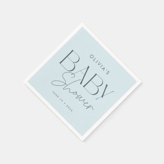 Moderne elegante Blue Script Baby Dusche Serviette (Ecke)