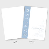 Moderne elegante Blue Script Cross Taufe Einladung
