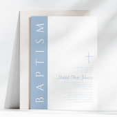 Moderne elegante Blue Script Cross Taufe Einladung