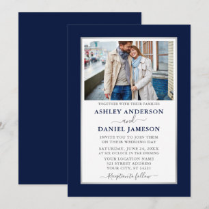 Moderne Elegante Blue Silver Wedding Einladung
