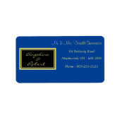 Moderne, elegante Blue und Gold Script Wedding Adressaufkleber (Vorne)