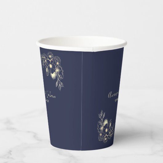 Moderne elegante Blue Wedding Paper Cups Pappbecher (Rechts)