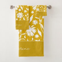 Moderne Elegante Blume auf Senf Yellow