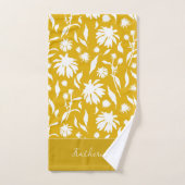 Moderne Elegante Blume auf Senf Yellow Badhandtuch Set (Handtuch)