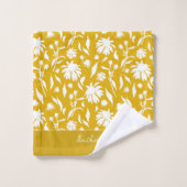 Moderne Elegante Blume auf Senf Yellow Badhandtuch Set (Waschlappen)