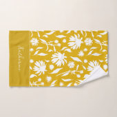 Moderne Elegante Blume auf Senf Yellow Badhandtuch Set (Handtuch)