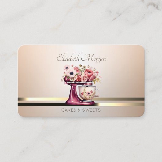 Moderne, elegante Blume aus rotem Mischpult Bäcker Visitenkarte (Vorderseite)