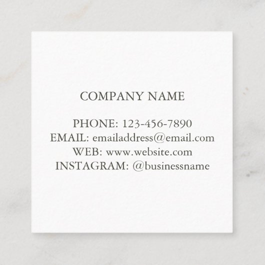 Moderne elegante Blume Blossom Florist Quadratische Visitenkarte (Rückseite)