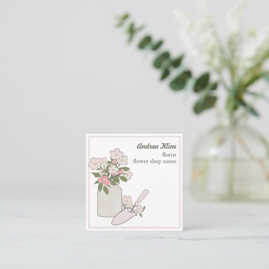 Moderne elegante Blume Blossom Florist Quadratische Visitenkarte (Stehend Vorderseite)