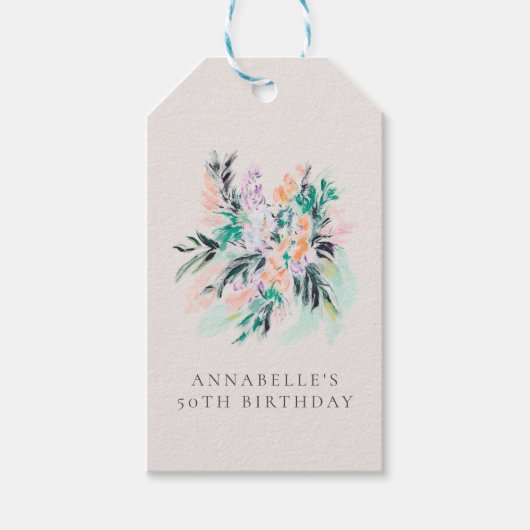 Moderne elegante Blume Bouquet Geburtstag Geschenkanhänger (Vorderseite)