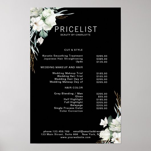 Moderne, elegante Blume, Preisliste Poster (Vorne)