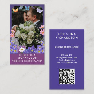 Moderne Elegante Blumen Rahmen Hochzeitsfotografie Visitenkarte