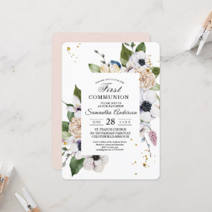 Moderne elegante Blumen- und Goldtropfen Einladung