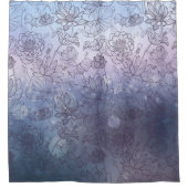 Moderne, elegante Blumen und violette Blumen Duschvorhang (Vorderseite)