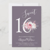 Moderne, elegante Blumenfeier 16 . Geburtstag Gebu Einladung (Vorderseite)