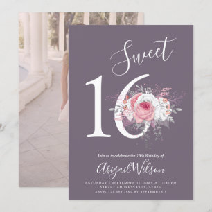 Moderne, elegante Blumenfeier 16 . Geburtstag Gebu Einladung