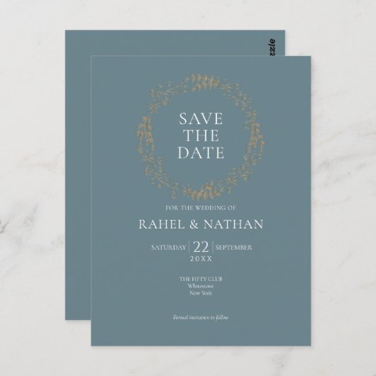 Moderne Elegante Blumengarten Save the Date Postkarte (Vorne/Hinten)