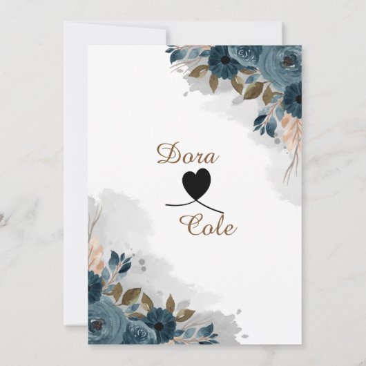 Moderne Elegante Blumengärten Wasserfarben Hochzei Einladung (Rückseite)