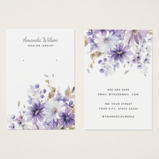 Moderne elegante, blumengeschmückte Ohrwurfkarte (Vorne & Hinten)