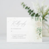 Moderne Elegante Blumengrün Hochzeit RSVP Karte (Stehend Vorderseite)