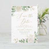 Moderne Elegante Blumengrün Hochzeit Save The Date (Stehend Vorderseite)