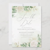 Moderne Elegante Blumengrün Hochzeit Save The Date (Vorderseite)