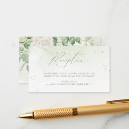 Moderne elegante Blumengrün Hochzeitsempfehlung Begleitkarte