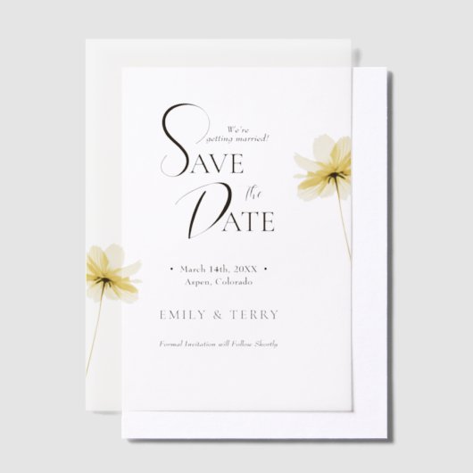 Moderne, elegante Blumenhochzeit rettet das Datum Pergament Einladungen (Versetzt)